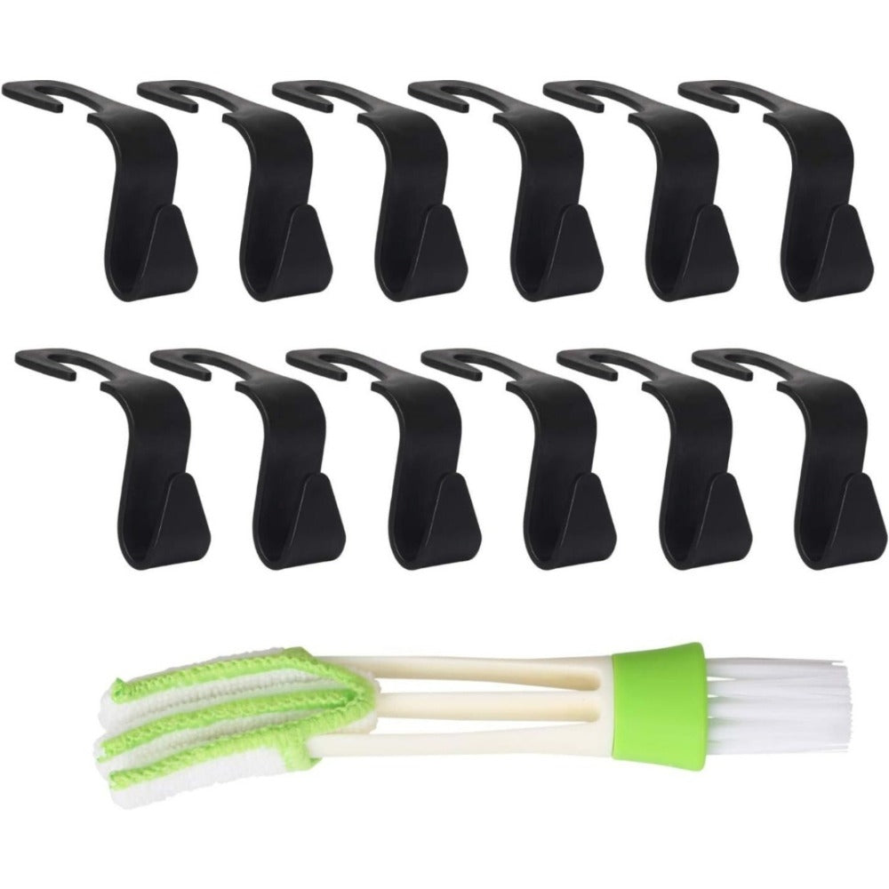 Car Headrest Hook Set with Cleaning Brush